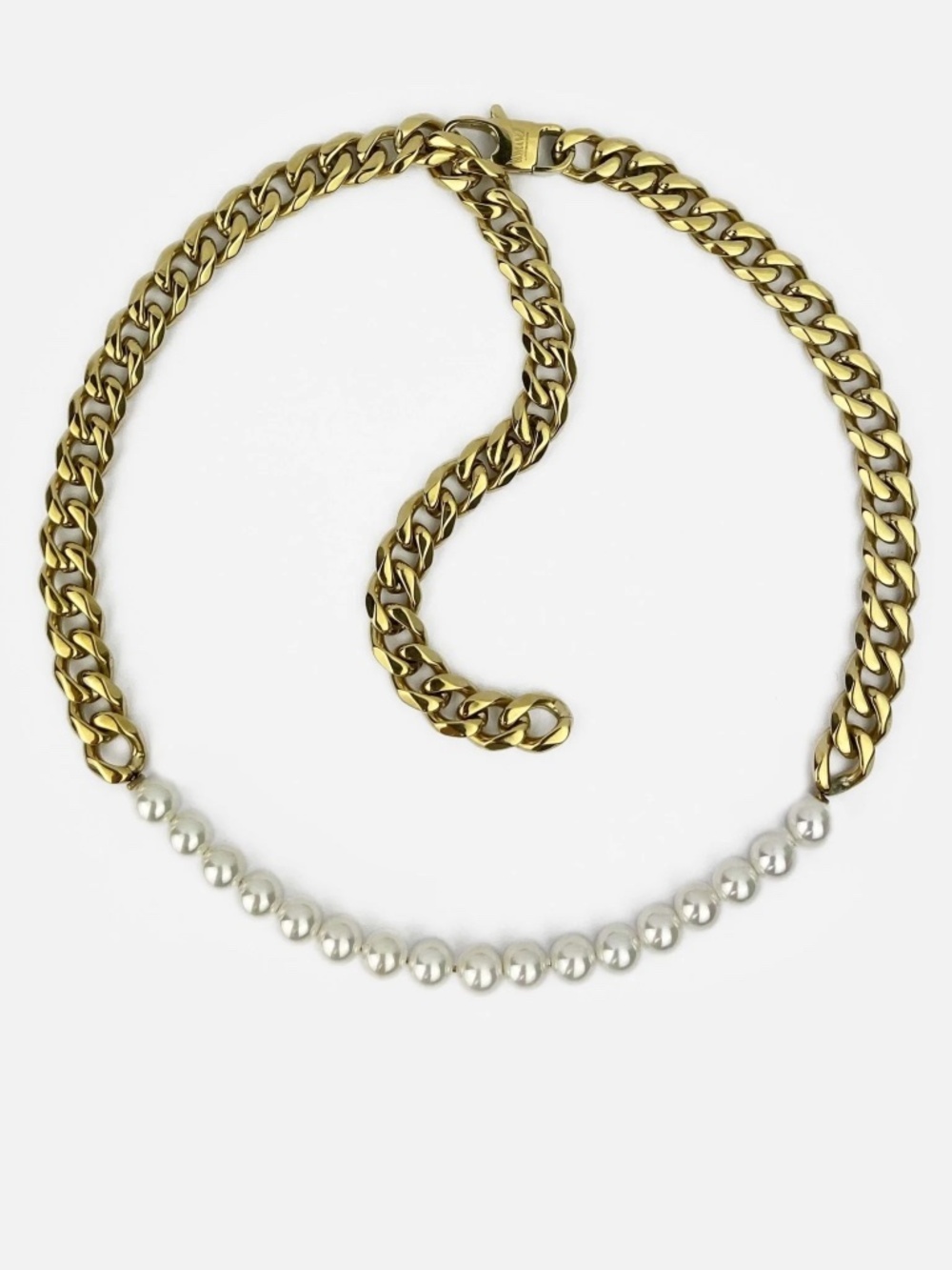 NIB | Rare Romance | Pearl Cuban Chain Unisex Necklace